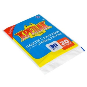 Мешок дмусора ПНД 20л (30шт) стопа с ручками черный 10мкм КРЕПАК (150 шт)