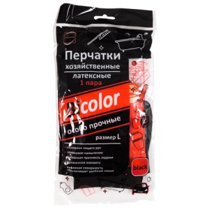 Перчатки резиновые прочные BICOLOR черно-красные L (1 пара) (1120 шт.)