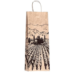 Пакет бумажный с кручеными ручками 150х80х390 крафт 80 г с печатью Прованс (25150 шт.)