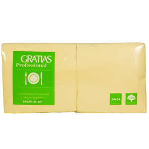 Салфетка 24х24 (1 сл.) 400 шампанькрем (пастельный цвет) Gratias (112 шт.)