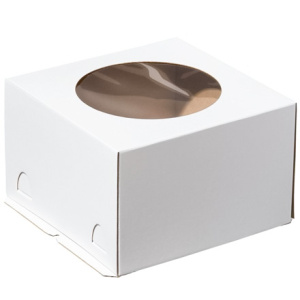 Короб для торта белый с окном 300х300х190 мм (50 шт.) Т23Е