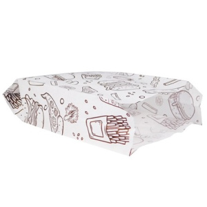 Пакет бумажный 160х100+40 белый с печатью Жиростойкий (1002000 шт.)