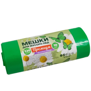 Мешок дмусора ПВД 120 л (10 шт.) рулон зеленый ПРЕМИУМ (112 шт.) ВР-0054(Б)
