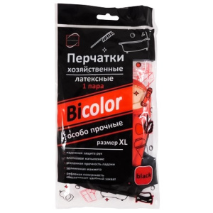 Перчатки резиновые прочные BICOLOR черно-красные XL (1 пара) (1120 шт.)