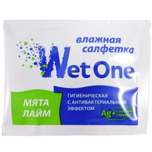 Салфетка влажная с антибакт. эффектом в инд. упаковке WetOne МЯТА+ЛАЙМ (1000 шт.)