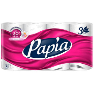 Туалетная бумага 3 сл. 8 шт. Papia Professional Белая (17 шт.) 5080721