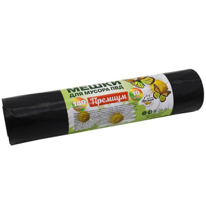 Мешок дмусора ПВД 180 л (10 шт.) рулон ПРЕМИУМ (112 шт.) ВР-0087(Н)