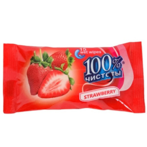 Салфетки влажные  (15 шт.) 100% Чистоты Клубника (1160 шт.)