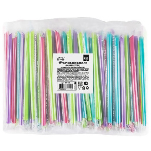 Трубочки дBabbleTea 12х240 мм без изгиба ЦВЕТНЫЕ со скош.краем в инд.ПЭ уп (250 шт.) (17 шт.) 1