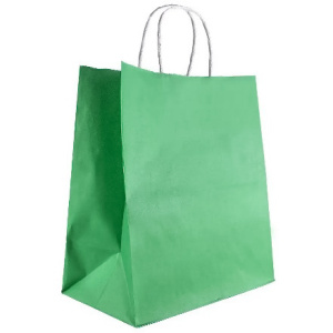 Пакет бумажный с кручеными ручками 240х140х280 Зеленый 80 г (300 шт.) 108-102
