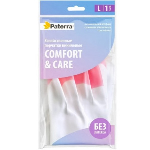 Перчатки виниловые ХОЗЯЙСТВЕННЫЕ Paterra L (1 пара) (124 шт.) 402-929