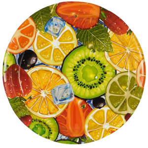 Тарелка картонная d-230 ламинированная с бортом Фрукты (50500 шт.) ИнтроПластик