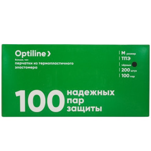 Перчатки Эластомер ЧЕРНЫЕ (200 шт.) ТПЭTPE OptiLine M (110 шт.)