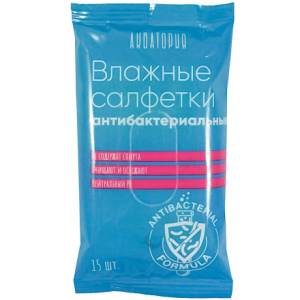 Салфетки влажные  (15 шт.) Акватория Антибактериальные (1120 шт.)