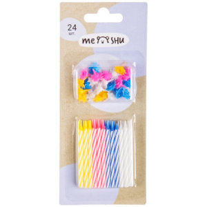 Свечи для торта на блистере с подставками (24 шт.) MESHU (124 шт.)