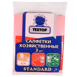 Салфетка вискозная 30х35 (3 шт.) Стандарт Textop розовые (1150 шт.)