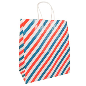 Пакет бумажный с кручеными ручками 220х120х250  80 г с печатью Широкая полоса (25250 шт.) 113143