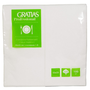 Салфетка 33х33 (1 сл.)Сложение-18 по 100 белый Gratias (120 шт.)