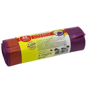 Мешок дмусора ПВД 35 л (10 шт.) рулон с завязками фиолетовый СТАНДАРТ (124 шт.) ЗВС3510Ф