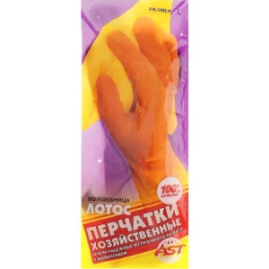 Перчатки резиновые прочные L (1 пара) Волшебница Лотос AST (1240 шт.)