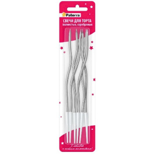 Свечи для торта Волнистые, серебряные 12,5 см (6 шт.) (124 шт.) 491-002 1