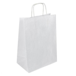 Пакет бумажный с кручеными ручками 350х260+150 Белый (200 шт.)