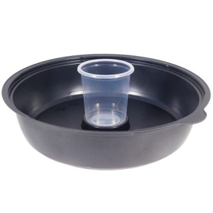 Дно контейнера круглое КД-106 850 мл черное с соусником КадоПрим (400 шт.)