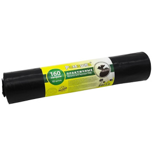 Мешок дмусора ПВД 160 л (10 шт.) рулон черный ПРАКТИЧНЫЕ (115 шт.) ВР-0080Н