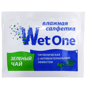 Салфетка влажная с антибакт. эффектом в инд. упаковке WetOne ЗЕЛЕНЫЙ ЧАЙ (1000 шт.)