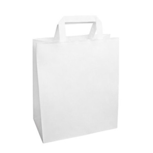 Пакет бумажный с плоскими ручками 280х240+140 Белый (300 шт.)