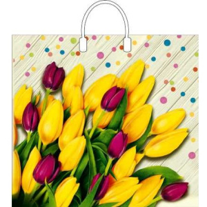 Пакет с пластиковой ручкой ПВД 38х35 (90 мкм) Ля Фам лам. (10100 шт.) Интерпак