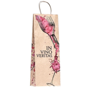 Пакет бумажный с кручеными ручками 150х80х390 крафт 80 г с печатью Истина в Вине (25150 шт.)