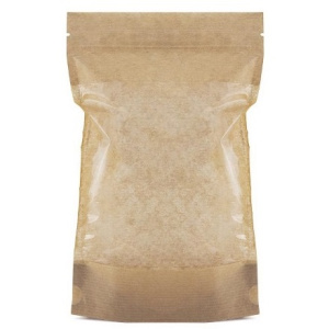 Пакет бумажный Doypack 150х240 (35+35) мм крафт с большим окном (500 шт) 121-007