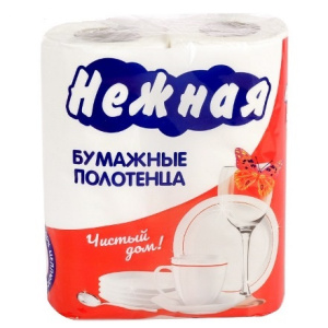 Полотенца 2 сл. Нежная  белые 2 рул (112 шт.)