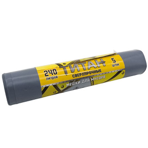 Мешок дмусора ПВД 240 л  (5 шт.) рулон 2-х слойный ТИТАН (110 шт.) ТТ-ВР-240510С