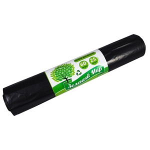 Мешок дмусора ПВД 60 л. (25 шт.) рулон 30 мкм Зеленый Мир (120 шт.)