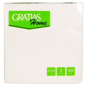 Салфетка 33х33 (2 сл.) 100 белая Gratias (120 шт.)