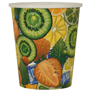 Стакан ГН  250280 мл (d-80 мм) бумажный Фрукты (501000 шт.) ИнтроПластик
