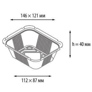402-771 к 410-004 Форма алюм.прямоуг.L-край (146х121112х87 мм, h-40 мм, V-450 мл) (501200 шт.) 2