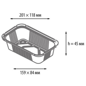 402-729 к 402-728 Форма алюм.прямоуг. L-край (201х118159х84 мм, h-45 мм, V-685 мл) (50900 шт.) 2